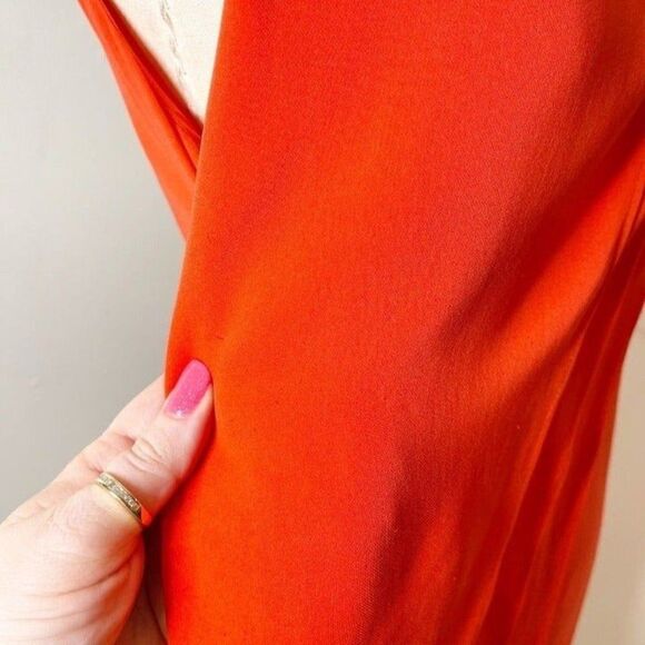 Parker Orange Silk Tiered Keyhole Swing Dress Medium - Picture 10 of 10